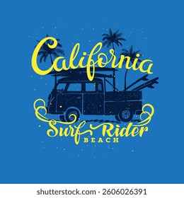California surf rider beach van vector design