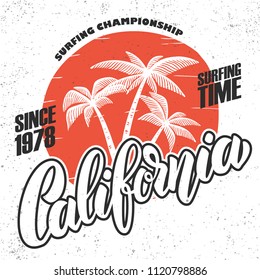 California Surf Rider Poster Template Lettering Stock Vector (Royalty ...