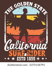 California surf rider tshirt design