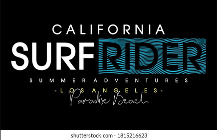 california surf rider typography design for print t shirt and more