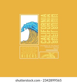 California Surf Riders Typography beach wave holiday t shirt design