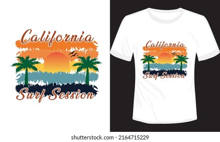 California Surf Session T-shirt Design Vector Illustration