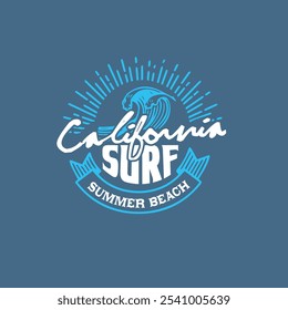 California Surf summer beach graphic tee design