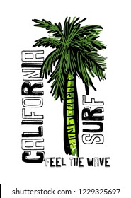 california surf, t-shirt design vector illustration