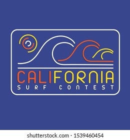 California surf typoggraphy, tee shirt graphics, vectors