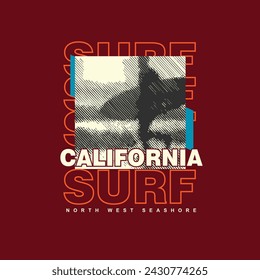 California Surf typography summer ocean poster t shirt design