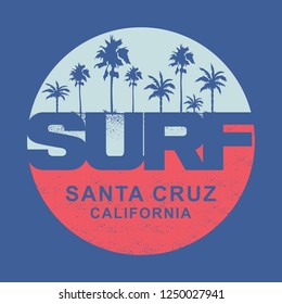 California surf typography, tee shirt graphics, vectors