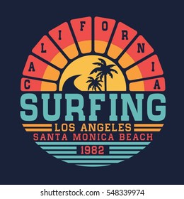 California Surf Typography Tee Shirt Graphics Stock Vector (Royalty ...