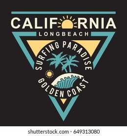 California Surf Typography Tee Shirt Graphics Stock Vector (Royalty ...