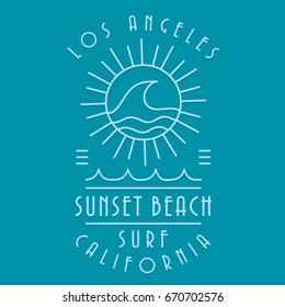 California surf typography, tee shirt graphics, vectors