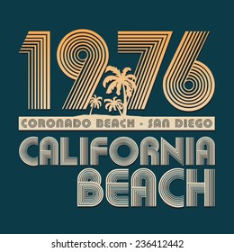 California surf typography, t-shirt graphics 