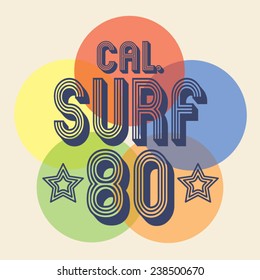 California surf typography, t-shirt graphics, vectors 