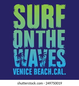 California surf typography, t-shirt graphics, vectors
