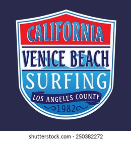 California surf typography, t-shirt graphics, vectors