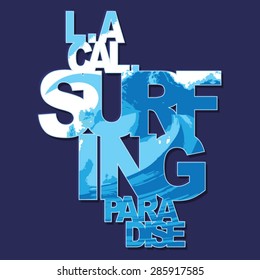 California surf typography,; t-shirt graphics, vectors