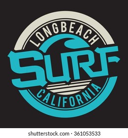 California surf typography, t-shirt graphics, vectors