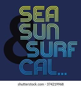 California surf typography, t-shirt graphics, vectors