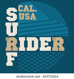 California surf typography, t-shirt graphics, s
