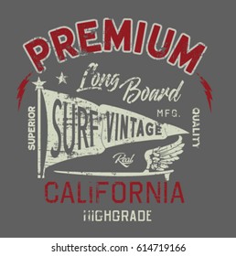 california surf typography, t-shirt graphics , vectors.palm tree silhouette