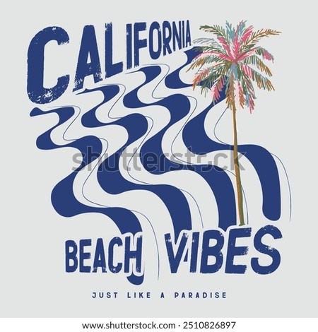 california surf typography, t-shirt graphics , vectors.palm tree silhouette, surf graphic. T-shirt Printing. Surfing Design.Vector illustration on the theme of surfing and surf rider in California,