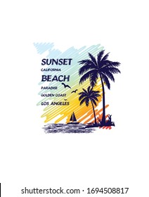 California Surf typography for t-shirt print , vector illustration