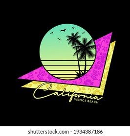 California Surf typography for t-shirt print , vector illustration