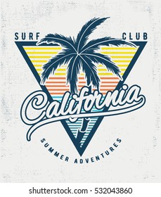 California Surf typography for t-shirt print , vector illustration