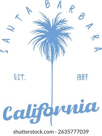 California Surf Vibes – Vintage Palm and Surfboard Summer T-Shirt Design.
Retro-style design with palm trees, surfboard, and "California" text – great for summer wear.
