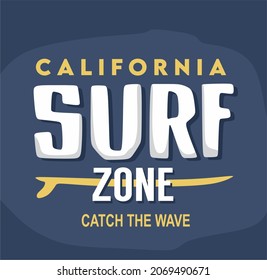 California Surf Zone On A Blue Background