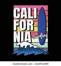 California surfboard retro vector illustration for your company or brand