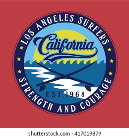 California surfer emblem.vector logo.