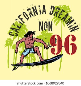 California Surfer graphic design vector art