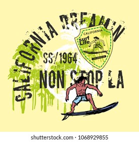 California Surfer graphic design vector art