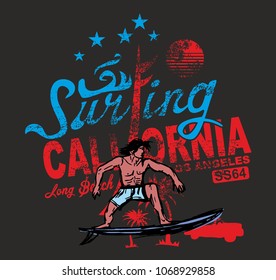 California Surfer graphic design vector art