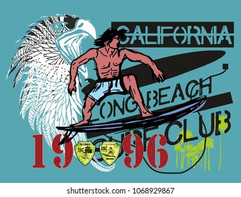 California Surfer graphic design vector art