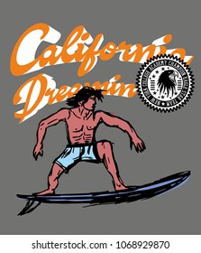 California Surfer graphic design vector art