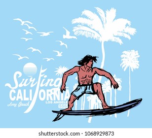 California Surfer graphic design vector art