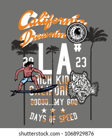 California Surfer graphic design vector art