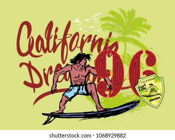 California Surfer graphic design vector art