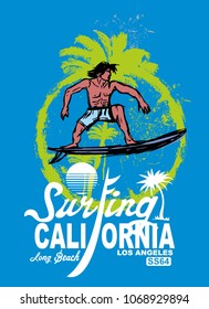 California Surfer graphic design vector art