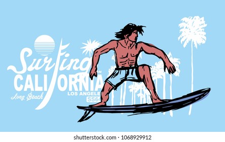 California Surfer graphic design vector art
