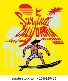 California Surfer graphic design vector art