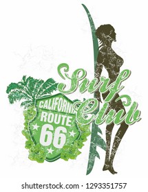California surfer graphic design vector art