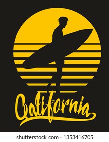 California surfer graphic design vector art