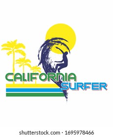 california surfer graphic design vector art