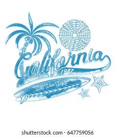 California surfer .Surfboards and palms