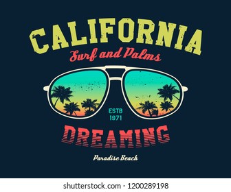 California surfer tee graphic. Element for your design.Vector illustration