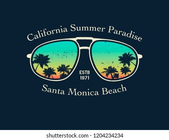 California surfer tee graphic. Element for your design.Vector illustration