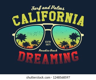 California surfer tee graphic. Element for your design.Vector illustration