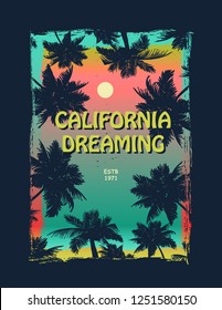 California surfer tee graphic. Element for your design.Vector illustration